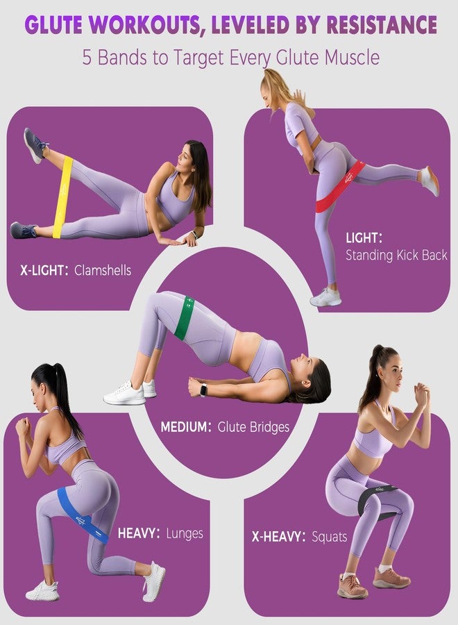 WSAKOUE Fabric Resistance Bands for Working Out – 5 Booty Bands for Women & Men, Exercise Workout Bands for Legs, Hips & Glutes – Ideal for Home Fitness, Yoga, Pilates & Rehab - Multicolor - Image 5