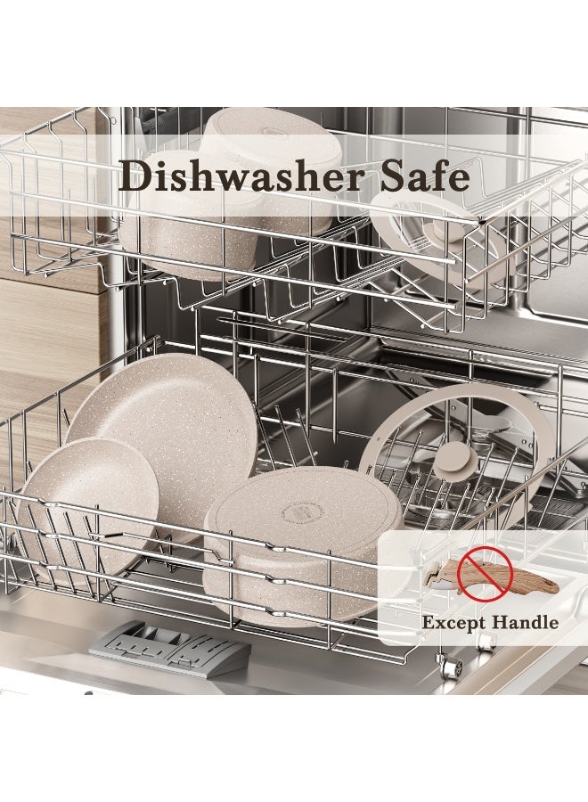 Detachable Nonstick Cookware Set - Stackable Induction Pots and Pans With Removable Handles, Dishwasher Safe - For RV Camping, Oven and Stovetop Use, 16 Pieces - Image 5