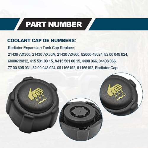RBOKO Car Radiator Coolant Reservoir tank Cap Replacement Compatible with Nissan Dacia Fiat Mercedes-Benz Opel Rena Renault Vauxhall, Replace# 21430-AX30A 8200048024 - Image 3