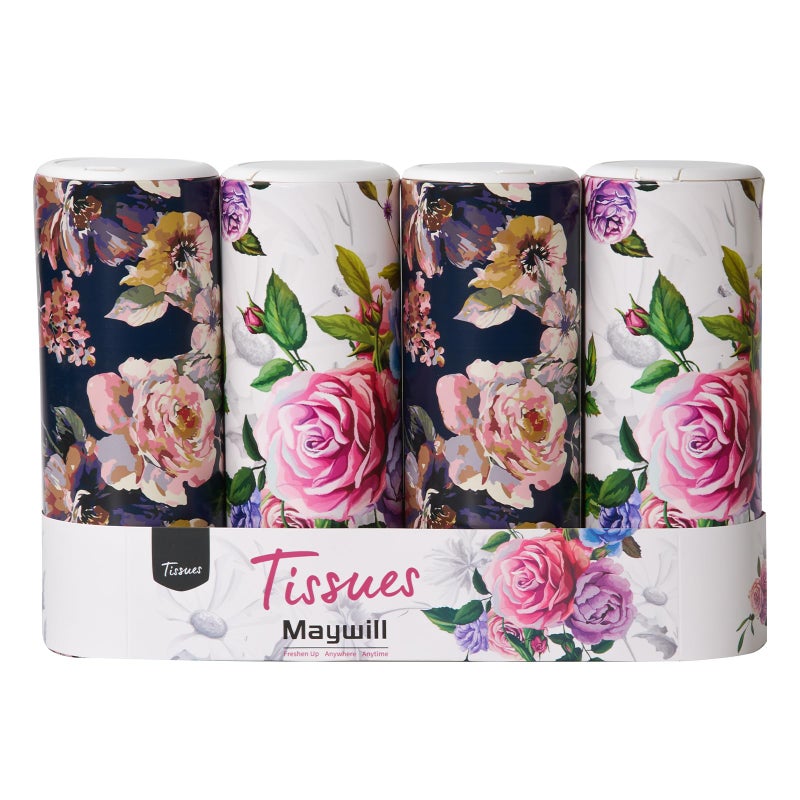 Maywill Car Tissues Cylinder Holder with Facial Tissue, Round Car Tissues Holder with Cap,Suitable for Car Cup Holder,Travel Tissue Tubes Box Container,Car Box Container(4 Pack, 200 Sheets) - Image 1