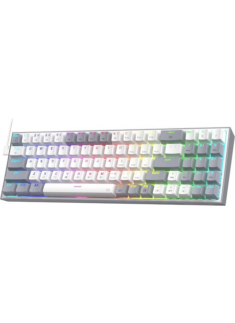 K628 Pollux 75% Wired RGB Gaming Keyboard, 78 Keys Compact Mechanical Keyboard w/100% Hot-Swap Socket, Free-Mod Plate Mounted PCB & Dedicated Arrow Keys, Quiet Red Switch, White
