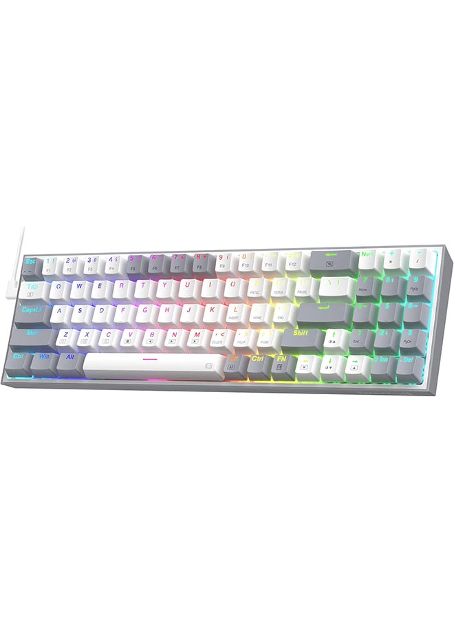 REDRAGON - K628 Pollux 75% Wired RGB Gaming Keyboard, 78 Keys Compact Mechanical Keyboard w/100% Hot-Swap Socket, Free-Mod Plate Mounted PCB & Dedicated Arrow Keys, Quiet Red Switch, White - Image 1