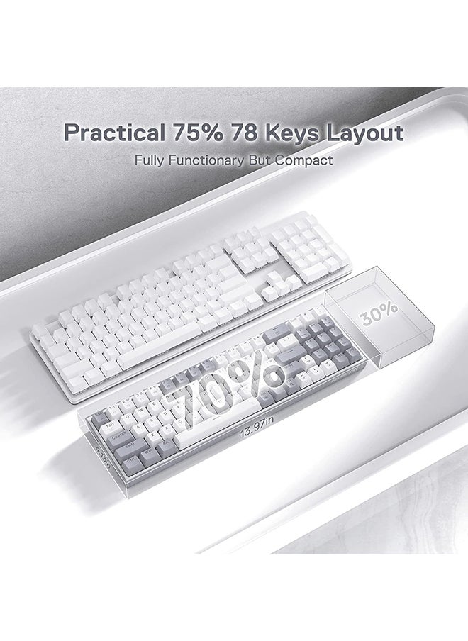 REDRAGON - K628 Pollux 75% Wired RGB Gaming Keyboard, 78 Keys Compact Mechanical Keyboard w/100% Hot-Swap Socket, Free-Mod Plate Mounted PCB & Dedicated Arrow Keys, Quiet Red Switch, White - Image 1