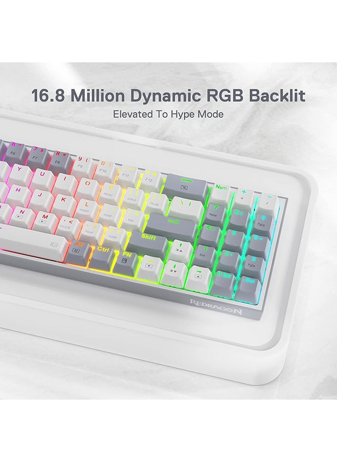 REDRAGON - K628 Pollux 75% Wired RGB Gaming Keyboard, 78 Keys Compact Mechanical Keyboard w/100% Hot-Swap Socket, Free-Mod Plate Mounted PCB & Dedicated Arrow Keys, Quiet Red Switch, White - Image 1