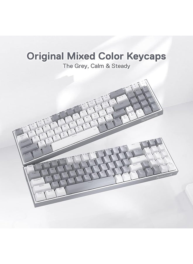 REDRAGON - K628 Pollux 75% Wired RGB Gaming Keyboard, 78 Keys Compact Mechanical Keyboard w/100% Hot-Swap Socket, Free-Mod Plate Mounted PCB & Dedicated Arrow Keys, Quiet Red Switch, White - Image 1