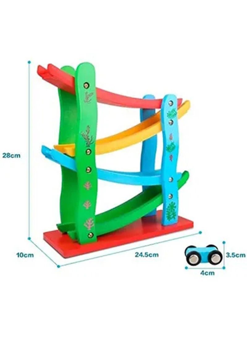 4 Layers Children Wooden Sliding Motor Racing Track Toy Car Game Ramp Racers With Cars  - Image 4