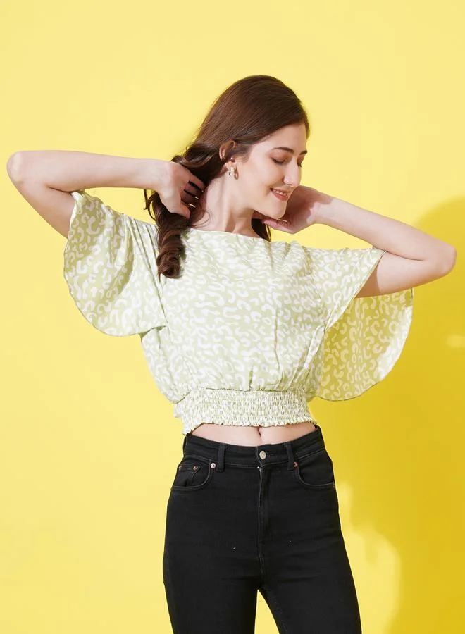 U&F U&F Animal Print Crop Top with Tie-Back