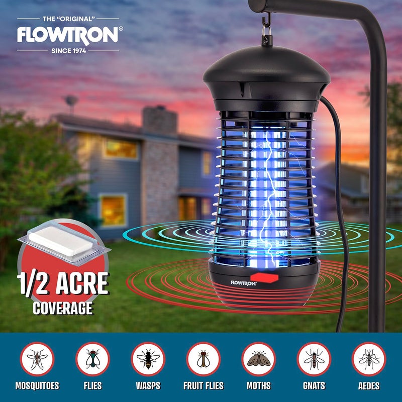 Flowtron Outdoor Bug Zapper | 4000 Volt Electric Insect Killer with 1/2 Acre Coverage | Non-Clogging Shock Grid | Kills Mosquitoes Flies & Flying Insects | Patio Deck Yard Camping | ETL Certified - Image 4