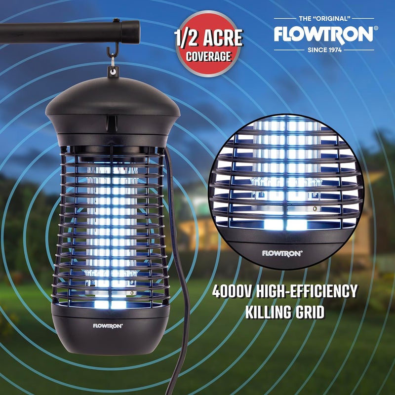 Flowtron Outdoor Bug Zapper | 4000 Volt Electric Insect Killer with 1/2 Acre Coverage | Non-Clogging Shock Grid | Kills Mosquitoes Flies & Flying Insects | Patio Deck Yard Camping | ETL Certified - Image 5