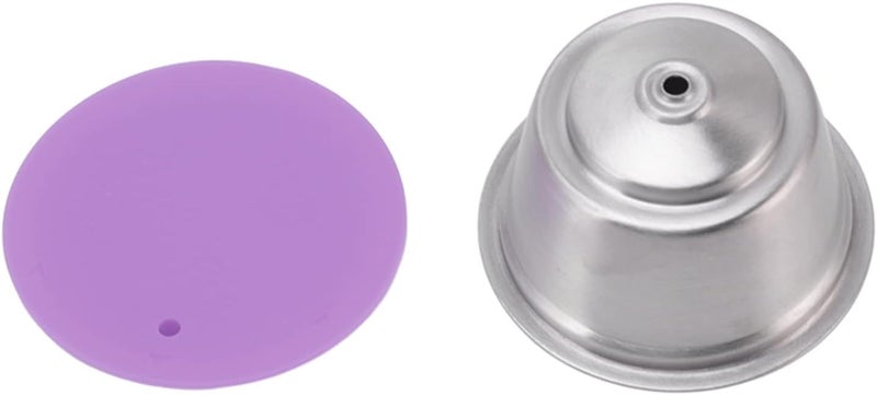Stainless Steel Refillable Coffee Capsules Reusable Coffee Filter Cup Set with Powder Cover for Dolce Gusto, Includes Cleaning Brush and Measuring Spoon (Purple) - Image 5
