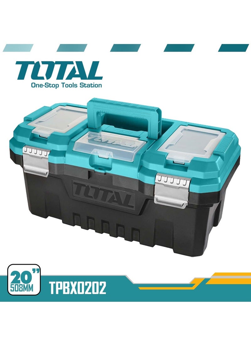 TOTAL Plastic Tool Box 20" For Tools/Fishing/Painting/Students Plastic Tools Box 508x296x261mm Max Load 20kg TOTAL TPBX0202 - Image 2