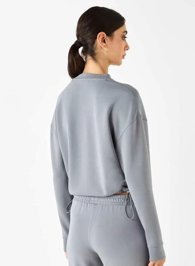 ADOT by Splash Panelled Cropped Sweatshirt with Long Sleeves