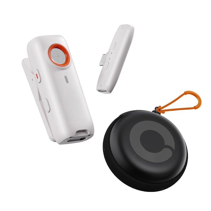 hohem Wireless Lavalier Microphone Type-C White 360° Omnidirectional Pickup - 3-Level DSP Noise Cancellation Lavalier Microphone System with TF Card Slot for Video Recording - Image 1