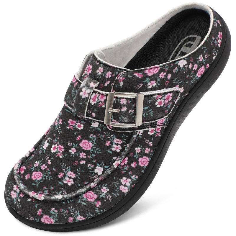 JOINFREE Women's Wide Comfort Clogs Slip on Diabetic Mules Adjustable Potato Shoes Wide Width Zero Drop Clog Slippers for Swollen Edema Feet with Non-Slip Rubber Sole Flower Size 9 - Image 1