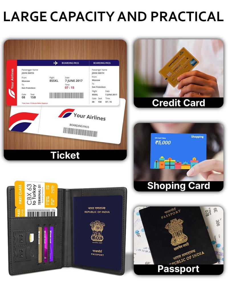 FEDUS Faux Leather Premium Passport Holder For Men And Women Passport Cover Case Wallet With Credit/Debit Card, Rfid Protected Travel Document Accessories Organiser - Image 4