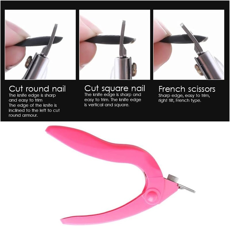 ويوبلز مقص أظافر، مقص أظافر صناعية على شكل حرف U، قص فرنسي احترافي، أدوات مانيكير فنية أكريليك لصالونات فن الأظافر المنزلية - Image 4