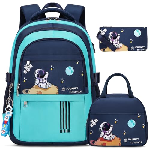ACESAK Backpack for Boys Boy Schoolbag Kids Children Teens Girls Elementary Middle School Bags Waterproof Lightweight Bookbag Backpacks Casual Daypack with Lunch Bag Set - Image 1
