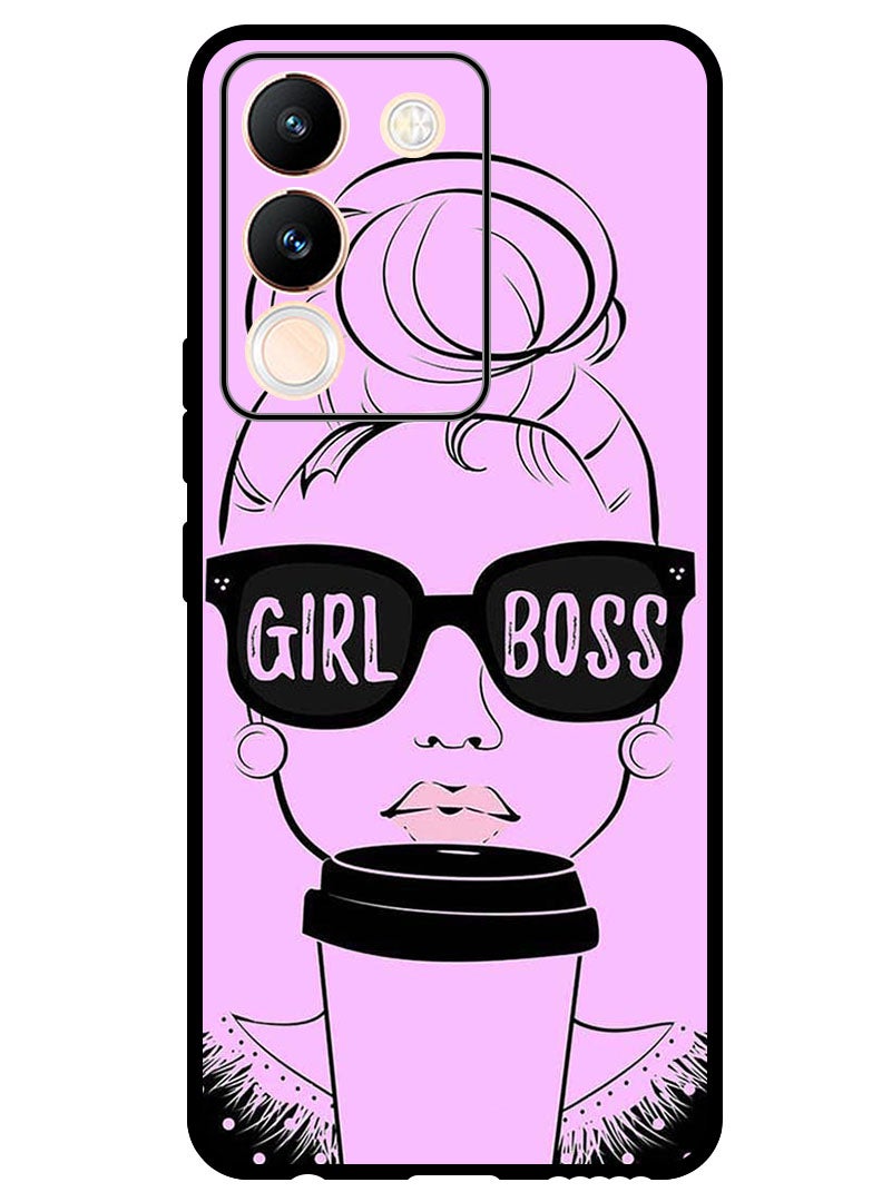 Theodor Protective Case Anti Scratch Shock Proof Bumper Cover For Vivo V29e Girl Boss Pink Background - Image 1