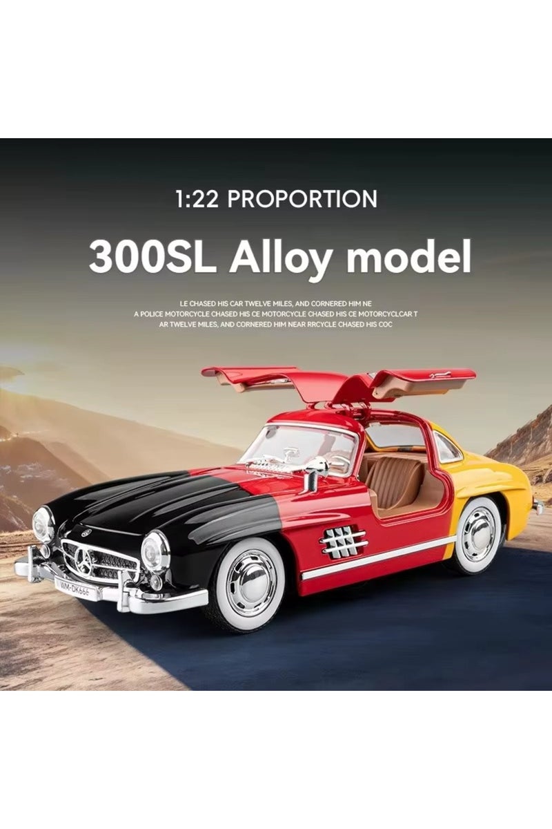 HAIZOL سيارة نموذجية مصنوعة من المعدن لبنز 300 SL بمقياس 1:22 – لعبة قابلة للسحب، قابلة للجمع، أبواب وغطاء صندوق تفتح، تأثيرات صوتية وضوئية، امتصاص للصدمات، هيكل من سبائك معدنية - Image 5