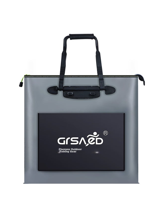 Grsaed Fishing Tackle Bag With Handle, 43cm Long, Multifunctional, Waterproof, Lightweight, Thickened, Durable, Fish Storage Bucket, Fishing Accessories With Side Pocket, Gray - Image 1