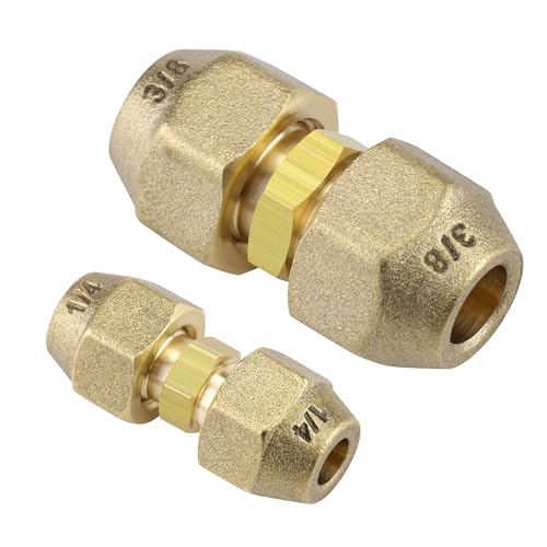 Timsec 1/4" and 3/8" Copper Pipe Extension Joint Connectors, 2 Packs AC Pipe Connectors with HVAC Flare Nuts, Free Welding copper flare fittings, Air Conditioning Pipe Coupling Adapters for Butt Copper Tube - Image 1