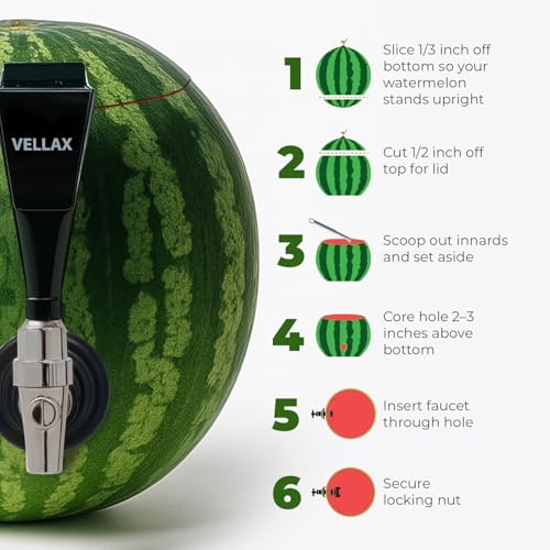 Vellax Original Watermelon Tap Kit - Coring Tool & Spigot Set for Fruit Keg, Pumpkin or Melon Beverage Dispenser - Easy Party Punch Bar - Image 4