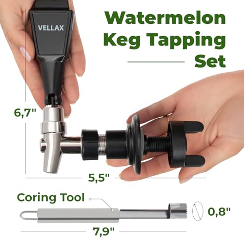 Vellax Original Watermelon Tap Kit - Coring Tool & Spigot Set for Fruit Keg, Pumpkin or Melon Beverage Dispenser - Easy Party Punch Bar - Image 3