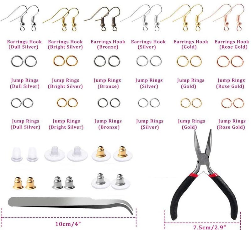 DIY Crafts DIY Crafts 75 Grm, Antique Bronze, Earring Making Kit Jewelry Makes Supplies with Earring Post Jump Rings Earring Back Tweezers Jump Ring Opener for Earring Jewelry DIY Ma (75 Grm, Antique Bronze) - Image 2