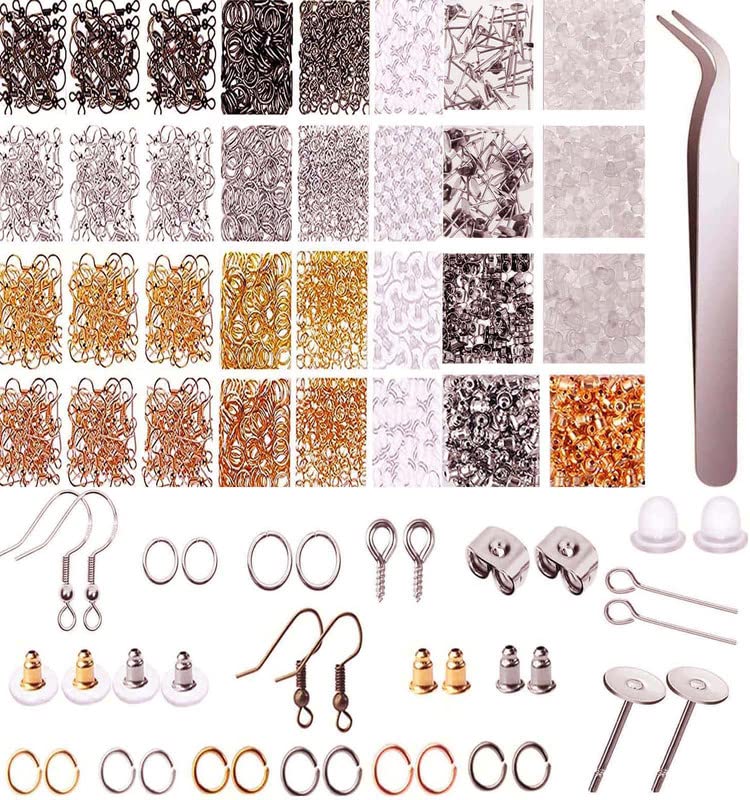 DIY Crafts DIY Crafts 75 Grm, Antique Bronze, Earring Making Kit Jewelry Makes Supplies with Earring Post Jump Rings Earring Back Tweezers Jump Ring Opener for Earring Jewelry DIY Ma (75 Grm, Antique Bronze) - Image 1