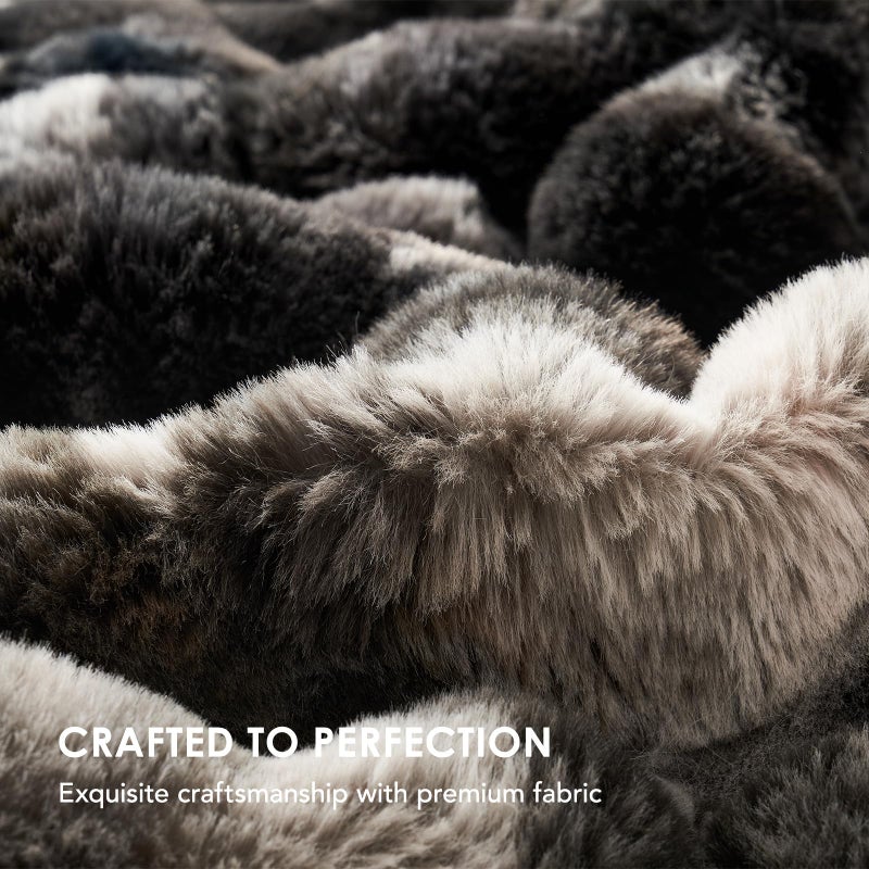 EVERGRACE Ultra Soft Luxury Fluffy Ridgeline Faux Rabbit Fur Bubble Throw Blanket  Thick Warm Fuzzy Throw for Bed  Cozy Plush Reversible Blanket for Couch Charcoal Grey Heather  50x60 Inches  870 GSM - Image 4