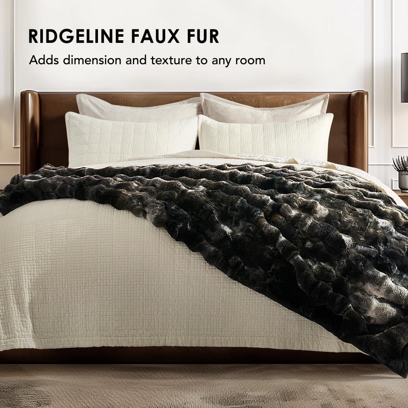 EVERGRACE Ultra Soft Luxury Fluffy Ridgeline Faux Rabbit Fur Bubble Throw Blanket  Thick Warm Fuzzy Throw for Bed  Cozy Plush Reversible Blanket for Couch Charcoal Grey Heather  50x60 Inches  870 GSM - Image 2