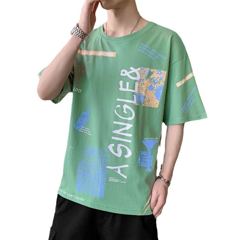 Short-Sleeved T-Shirt Men'S Summer Loose Trbottomy Brand Ins Trbottomy Casual Boys' Large Size Bottoming Half-Sleeved Tops T-Shirts For Men - Image 5