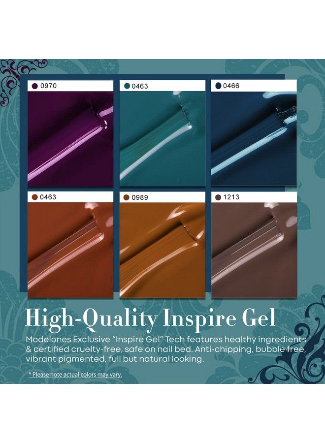 modelones طقم طلاء أظافر جل 6 ألوان داكنة ظلال مورنادي نبيذي أرجواني أزرق بروسي بني مجموعة فن الأظافر عالية الصبغة نقع مانكير في المنزل هدايا للنساء والفتيات لمكان العمل وحفلات العشاء - Image 4