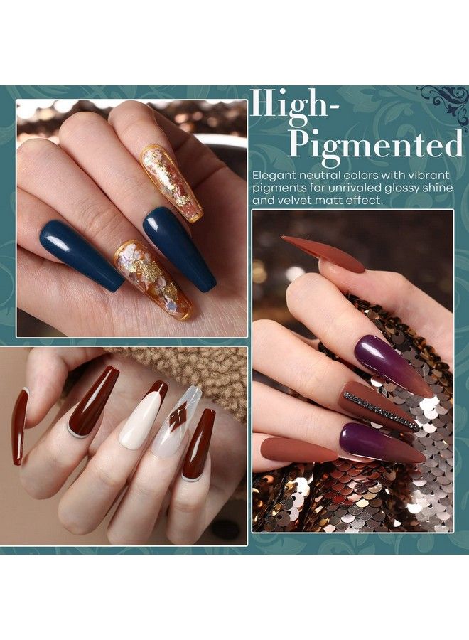 modelones طقم طلاء أظافر جل 6 ألوان داكنة ظلال مورنادي نبيذي أرجواني أزرق بروسي بني مجموعة فن الأظافر عالية الصبغة نقع مانكير في المنزل هدايا للنساء والفتيات لمكان العمل وحفلات العشاء - Image 3