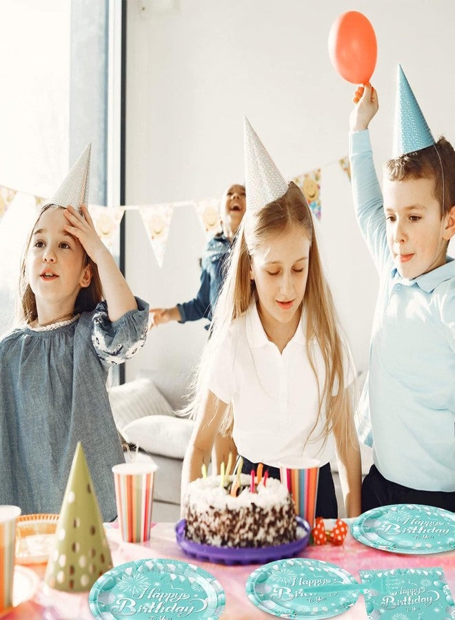 طقم أدوات مائدة باللون الأزرق الفيروزي لتزيين طاولة عيد الميلاد، يتضمن أطباق حلوى، مناديل، شوك، ولوازم حفلات للضيوف من الفتيات والسيدات (81 قطعة) - Image 5