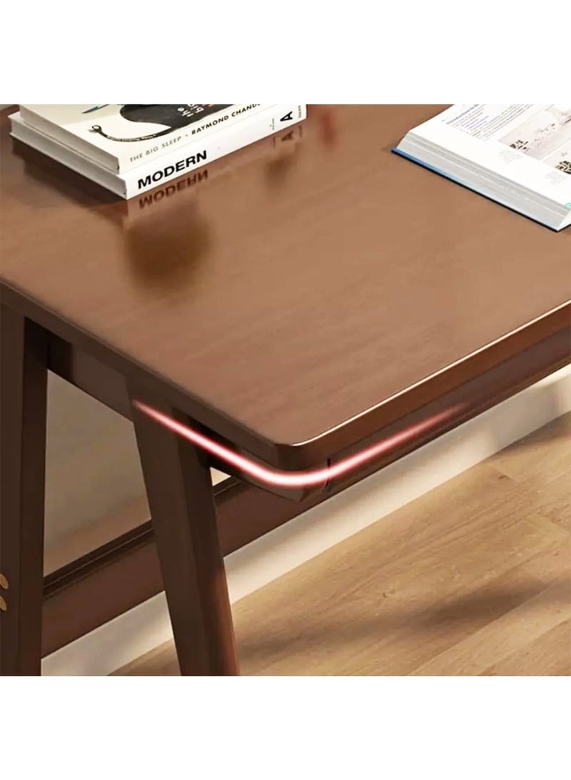 GT-Wheel Writing Desk Study table with 2 Drawer 120 CM Solid Wood Height Mid Century Modern Computer Desk Workstation - Image 4