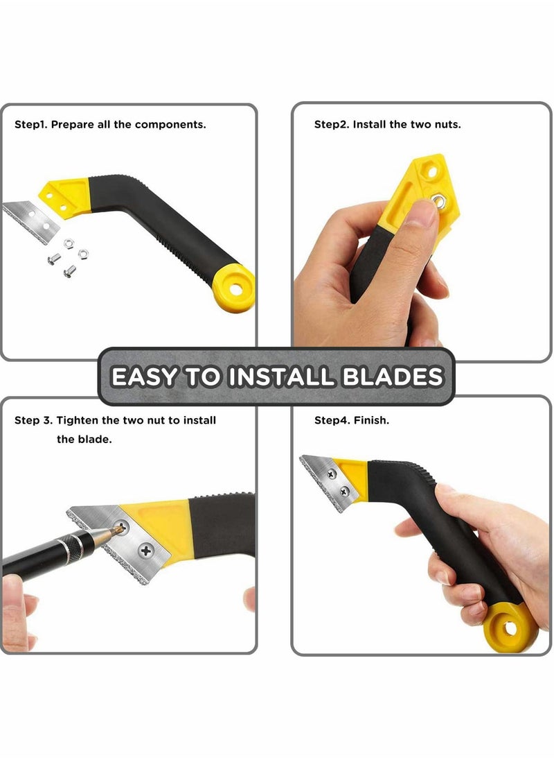 Y&D - Grout Scraping Rake Tool, Tile Hand Saw Angled Clean Remover with 6 Pcs Blades Replacement for Cleaning - Image 1