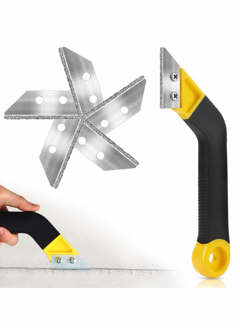 Y&D - Grout Scraping Rake Tool, Tile Hand Saw Angled Clean Remover with 6 Pcs Blades Replacement for Cleaning - Image 1