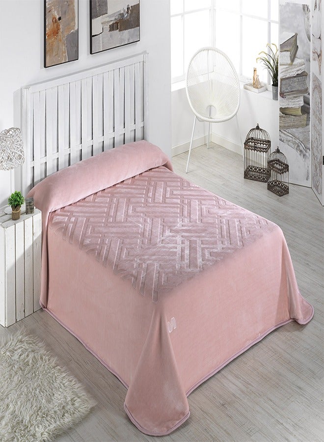 Mora spain F93 Cotton Blanket - Single Layer - Single Size - (2 Pieces)x160x220 - Color: Pink- Weight: 4.45 kg - Country of Origin: Spain.  - Image 1