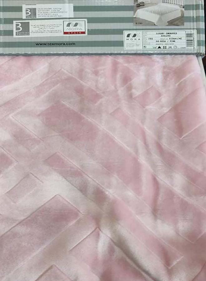 Mora spain F93 Cotton Blanket - Single Layer - Single Size - (2 Pieces)x160x220 - Color: Pink- Weight: 4.45 kg - Country of Origin: Spain.  - Image 3