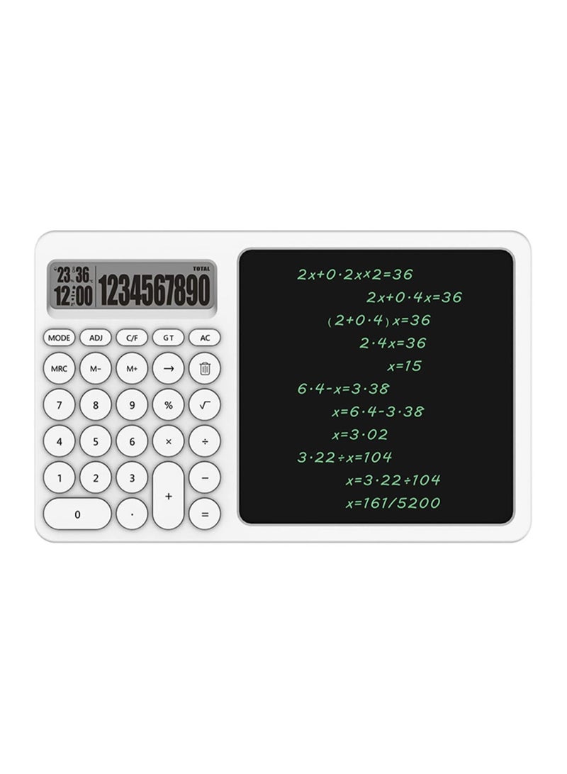 Generic Basic Calculator With Writing Tablet Time Function LCD Display Desk With Erasable Handwriting Notepad For Office School And Home Business  - Image 1