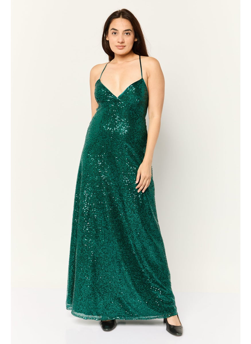 Lulus Women Sequins Maxi Dress, Dark Green  - Image 1