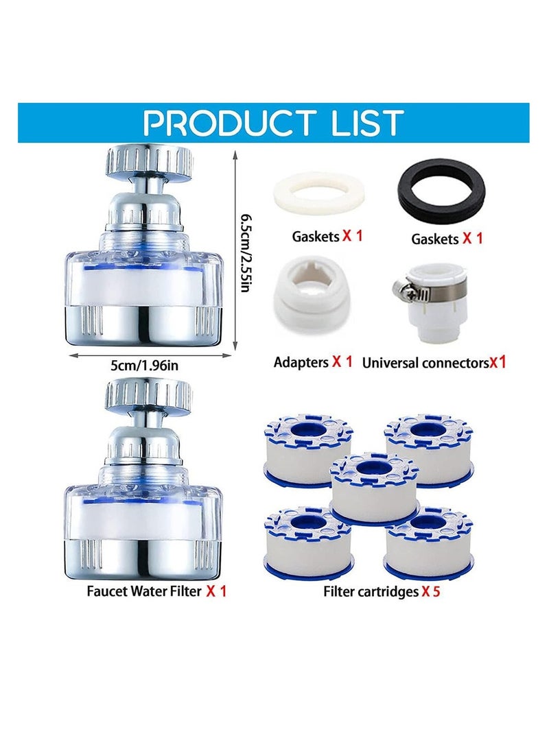 SUNSAR Faucet Water Filter Set,360° Rotating Sink Water Filter Faucet Bathroom Sink Filter with Filter Elements,Household Faucet Filter Tap Splash-Proof Faucet Tap for Home Kitchen Bathroom - Image 2