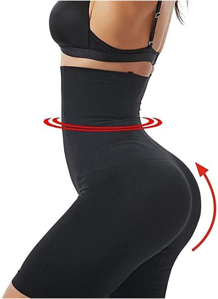 Glamroot - Women's Seamless Waist Trainer Tummy Control High Waist Thigh Shaper Shapewear, Black - Image 1