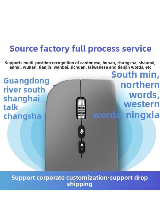 Generic Ai Artificial Intelligence Voice Mouse Voice Control Typing Writing Multilingual Translation Wireless Bluetooth Dual-mode Mouse Universal-Color:[space Silver Professional Edition] 1000 Characters/99% Recognition Rate, Long Battery Life  - Image 4