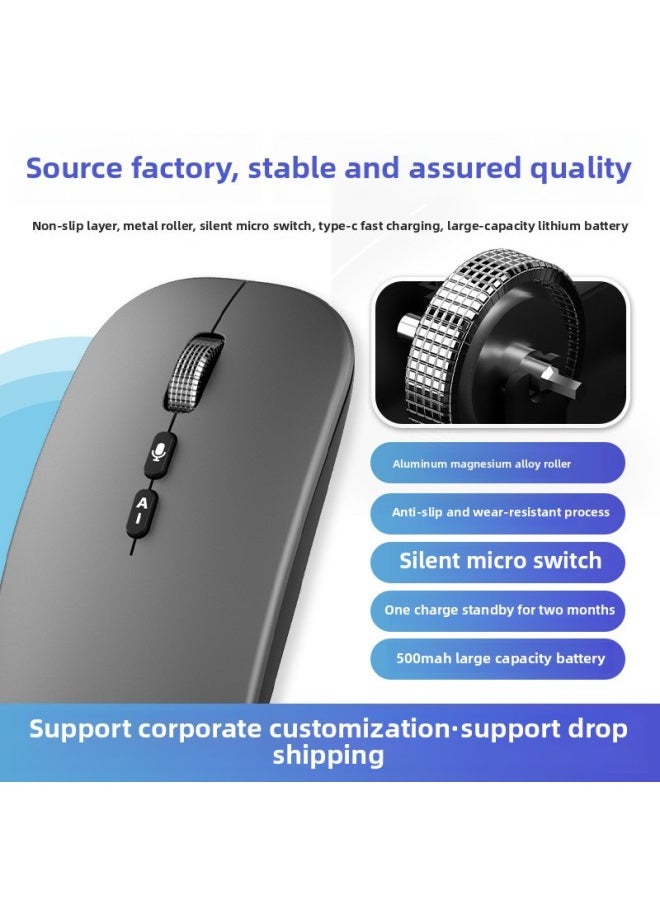 Generic Ai Artificial Intelligence Voice Mouse Voice Control Typing Writing Multilingual Translation Wireless Bluetooth Dual-mode Mouse Universal-Color:[space Silver Professional Edition] 1000 Characters/99% Recognition Rate, Long Battery Life  - Image 3