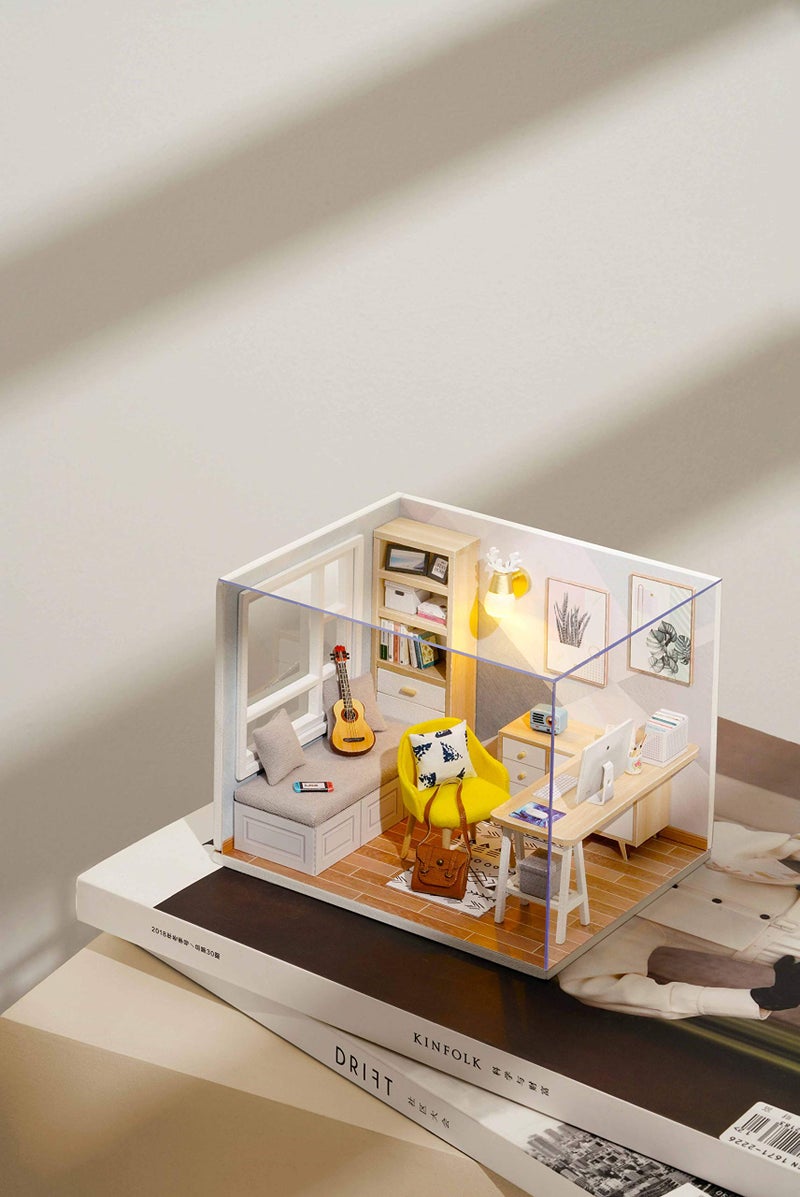 CUTEROOM DIY Doll Room Miniature Furniture Wooden House Kit - DIY Cabin Sunshine Study 1:32 Mini Collector's Edition with Furniture and Accessories (Without Bear) - Image 2