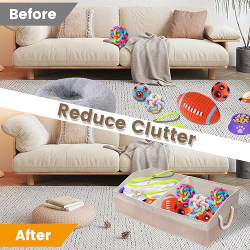 Nage-Bay Large Dog Toy Basket With Handle, Foldable Dog Toy Box for Living Room Area, 28.5" Basket for Toy, Clothes, Organizers and Storage with Hard Board, Anti-slip for Pet Toys (Beige, Large) - Image 4