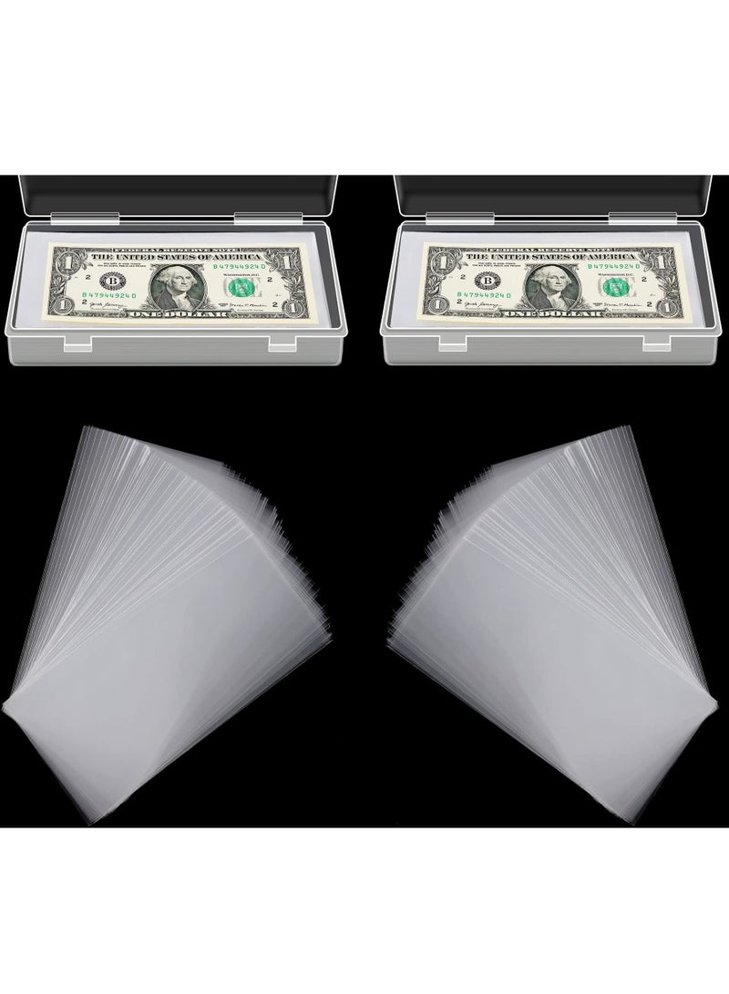 SYOSI 200 Pieces Currency Sleeves, Plastic Paper Money Holders, for Collectors Bill Holders Money Sleeves Protector for Regular Bills Protector Case Supplies  - Image 2