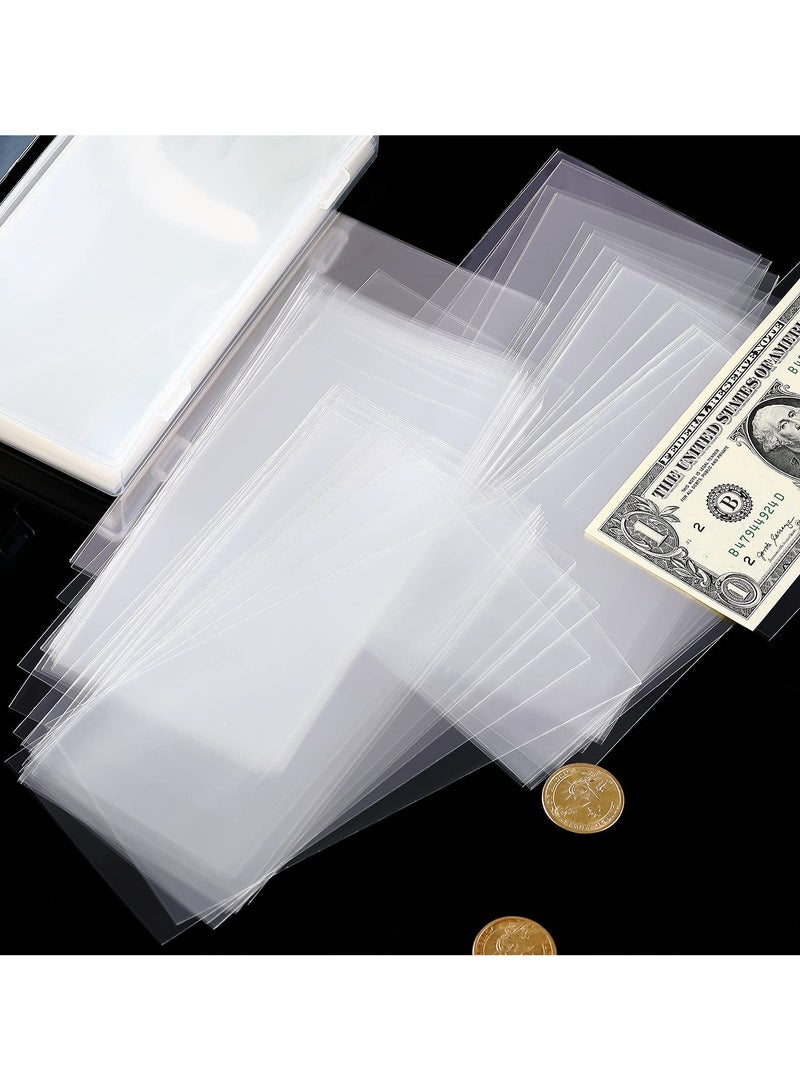 SYOSI 200 Pieces Currency Sleeves, Plastic Paper Money Holders, for Collectors Bill Holders Money Sleeves Protector for Regular Bills Protector Case Supplies  - Image 1